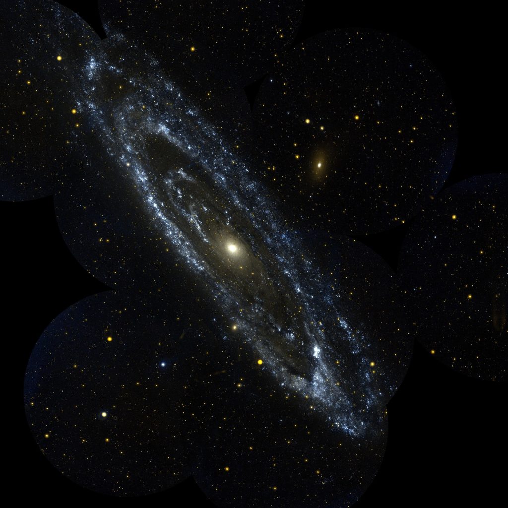 Spiralgalaxie als Symbol für den zyklischen Kosmos in Roger Penroses Conformal Cyclic Cosmology.